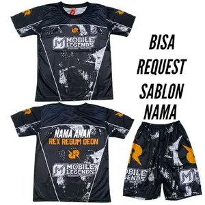 SETELAN BAJU GAMING FF, BNL , ML , Poliester Lengan pendek