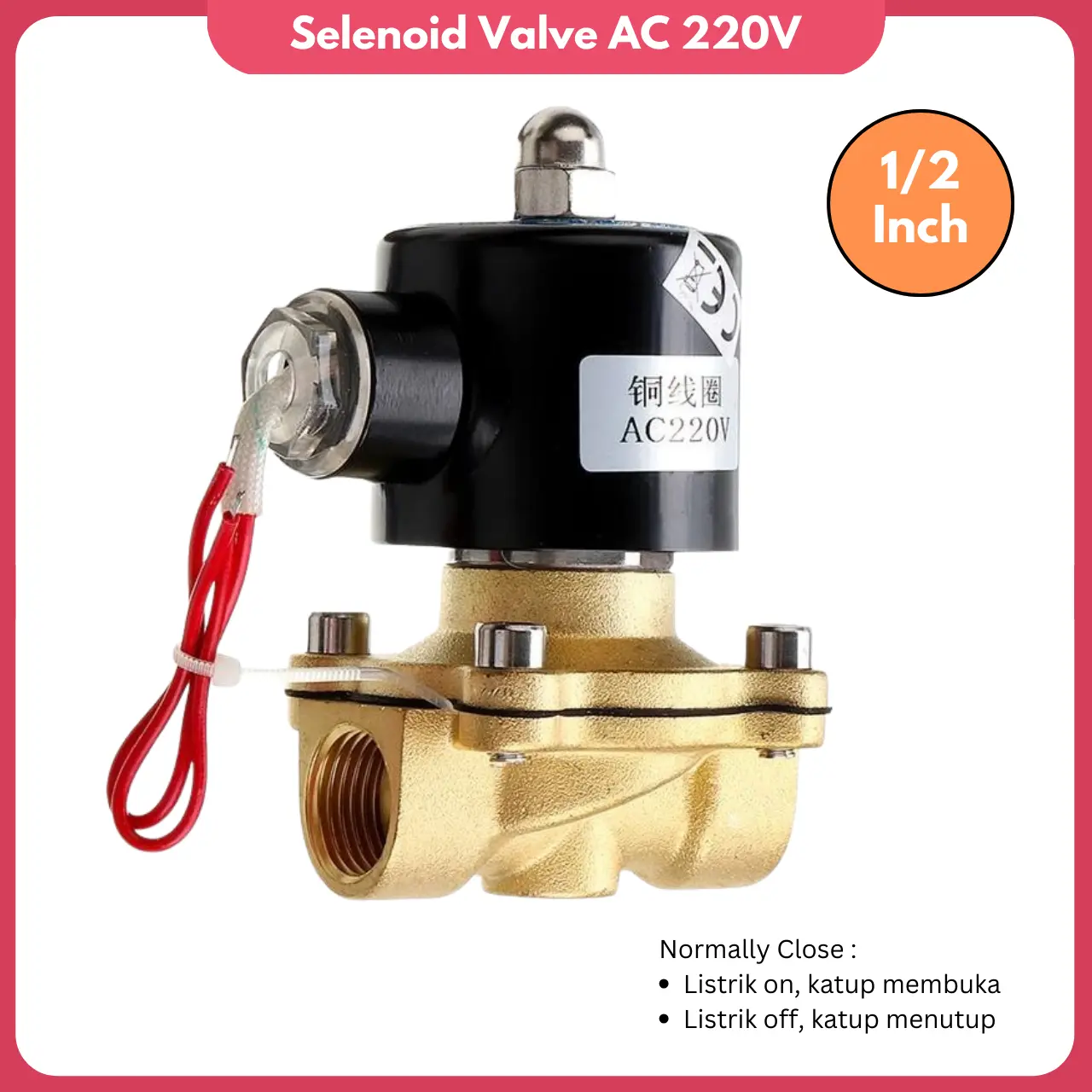 Selenoid valve 220v AC Electric Solenoid Stop Kran Listrik Ukuran 1/2, 3/4 dan 1 Inch