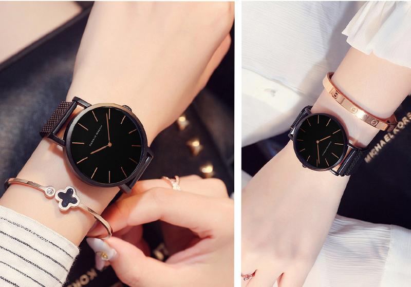 Product Introduction of HANNAH MARTIN Women's Waterproof Watch Light Luxury Minority Minimalist Steel Mesh Strap Slim Watch CV36W 38