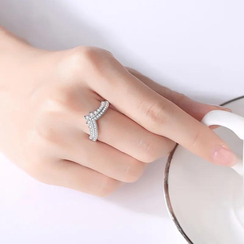 【#7】V shape Moissanite sterling S925  Rings 3