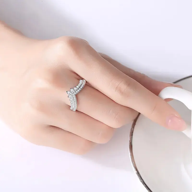 【#7】V shape Moissanite sterling S925  Rings 3