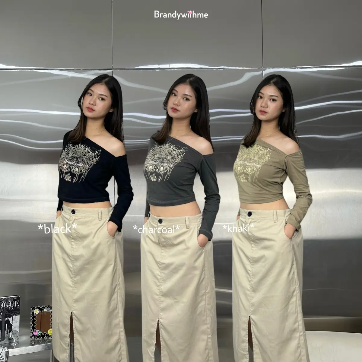 Brandywithme - Eren crop top vol.9 | Off shoulder crop top lengan panjang