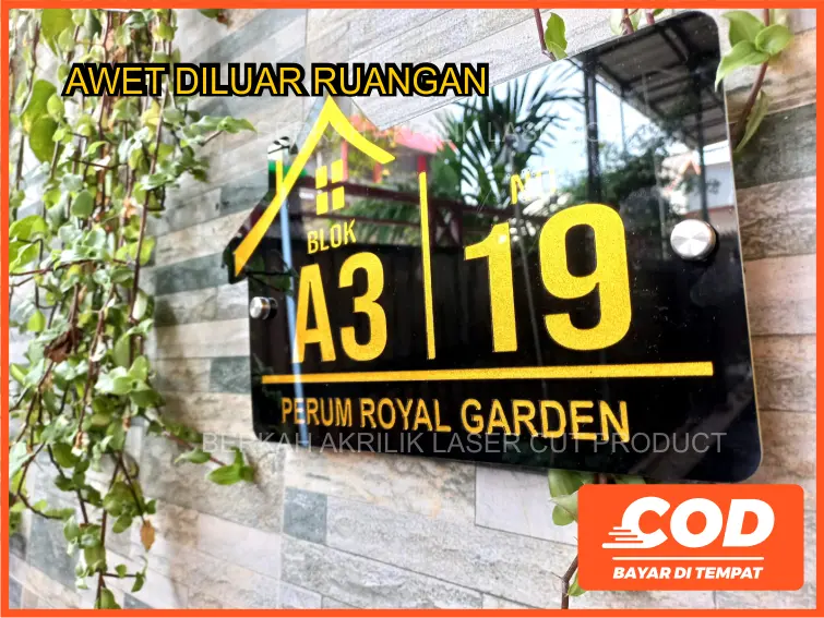 nomor rumah acrylic tahan hujan panas matahari Luxury VRZ series super glosy 2