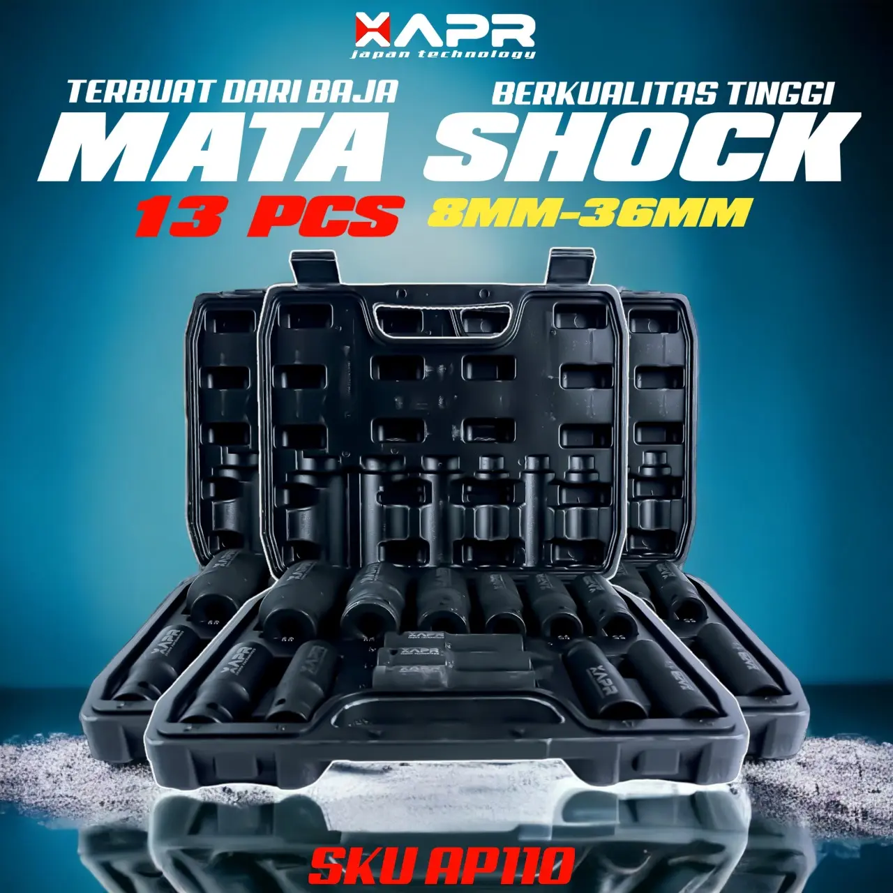 APR SOCKET DEEP SOCK IMPACT 8MM - 36MM 1/2INCH TYPE AP110 BAJA DOFF TITANIUM MATA SOK IMPEK
