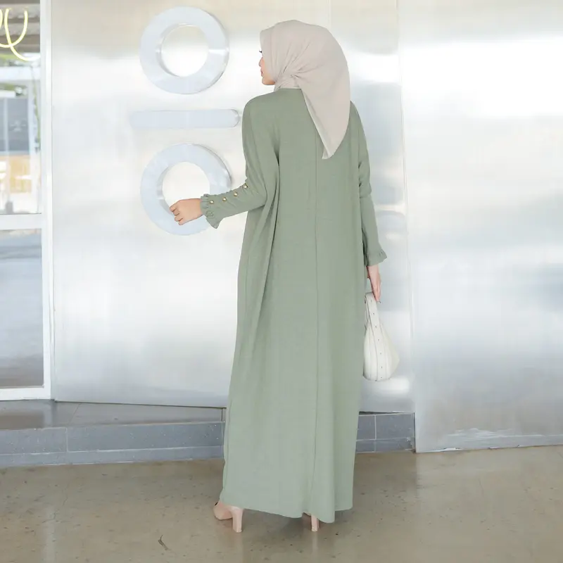 Mecca Dress byEdek Abaya Batwing Ruffle - Knit Premium Wanita  - Kaftan Maxi - Busui Wudhu Friendly 3