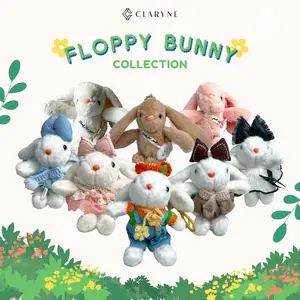 Claryne Floppy Bunny Bag charm | Gantungan Kunci Unik dan Lucu untuk Segala Tas | No Brand Keychain Boneka