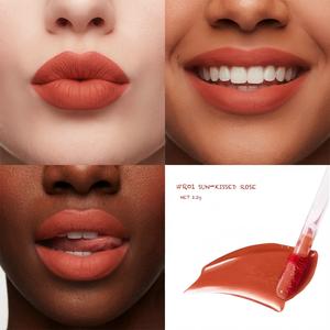 Rosetown Set Combo Golden Hour Roses Pack de 2 Acabado Mate Larga Duración Enriquecido con Extracto de Rosa Textura Suave y Sedosa Hidratación Profunda,Un brillo de labios que te hace sentir como si te estuvieran besando