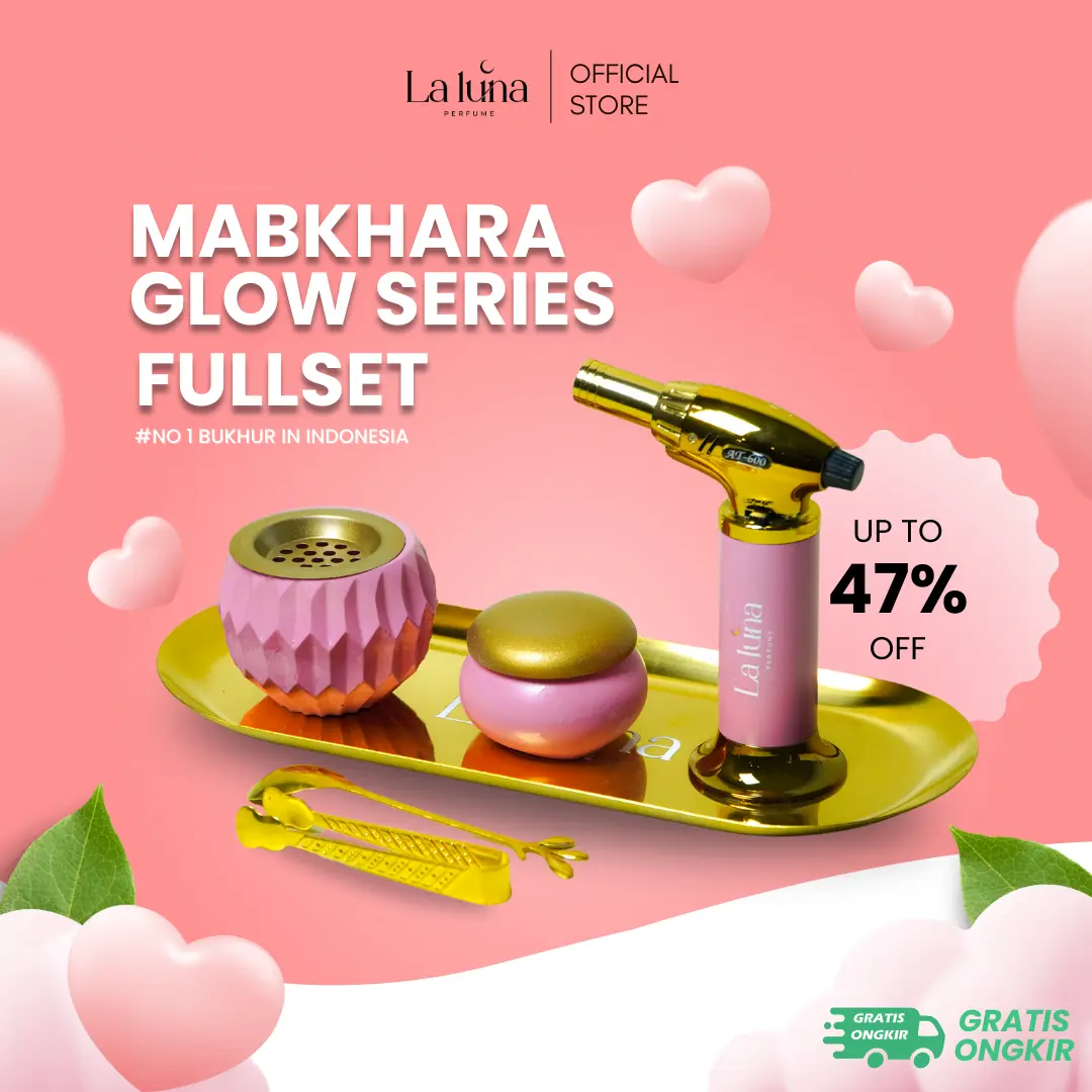 Mabkhara Full Set Tempat Bakar Dupa Bukhur Arab Aesthetic Glow Series - Gratis Linen Spray