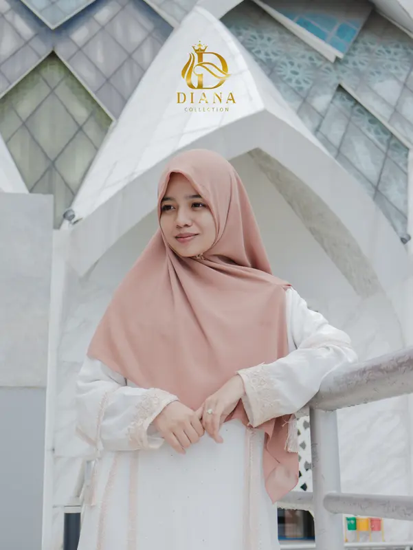DIANA-Hijab Syari Zipper Instan Jilbab Segiempat Kerudung Segi empat Hijab Segi Empat 2 Layer Khimar Wanita Bahan Ceruty Baby Doll Premium ootd Hijab Style Muslim Ceruty segitiga  syar'i 7