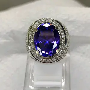 Cincin Pria Batu Permata Kucubung Ametys Bungur Tanjung Bintang Oval Cutting