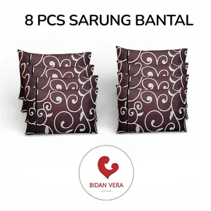 Bidan Vera Sarung Bantal Karakter Isi 8PCS Bahan Katun Resleting Ukuran 45x60cm Bebas Pilih Warna Motif Sarung Bantal Halus Lembut