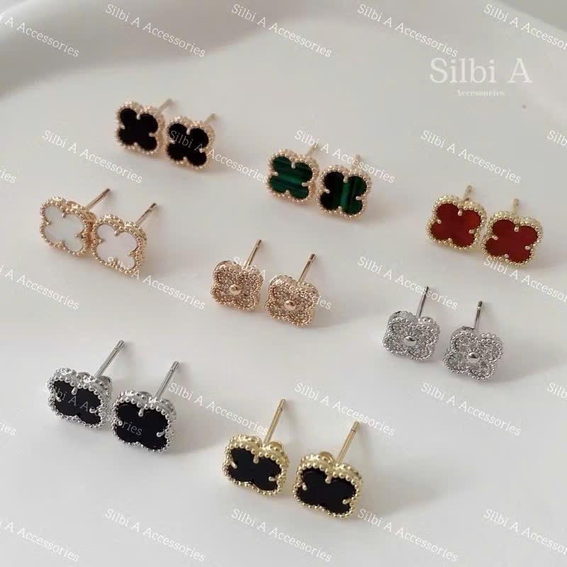 C1 Khuyên tai nhiều màu cỏ 4 lá cao cấp titan by Huehoanh