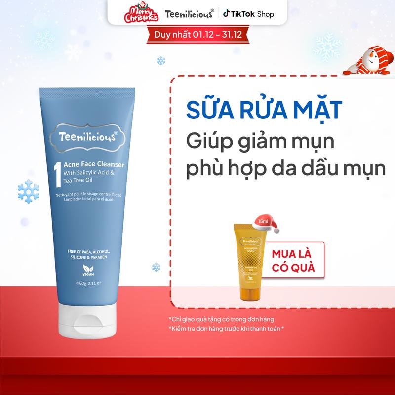 Giao Hỏa tốc Sữa Rửa Mặt Teenilicious Acne Face Cleanser 60g Giúp Giảm Mụn Làm Sạch Sâu Cho Da Mụn và Nhạy Cảm Skincare