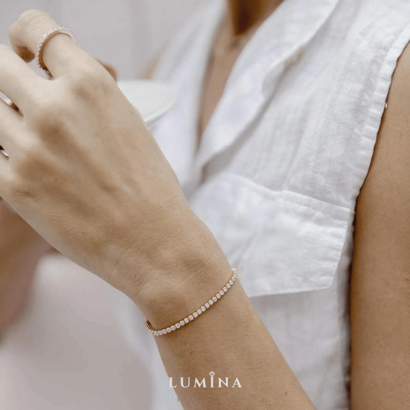 Lumina Jewels - Gelang Serut Zircon Gold Putih Stainless Steel Anti Karat 3