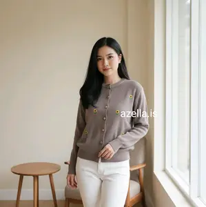 cardigan  Hanna Knit bunga Wanita-catdigan rajut wanita-cardigan Korean style