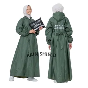 AKULA Jas Hujan Gamis Syar'i Wanita Premium Tebal Elastis Bahan PVC