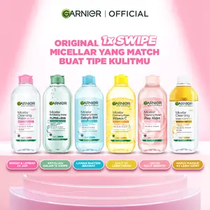 GARNIER Micellar Water (Pink, Rose, Vitamin C, Blue, Biphase, Peeling) 400 ml - (Pembersih Wajah Untuk Kulit Berminyak Rentan Berjerawat) - Single Remover Cleanser Cleansing Muka