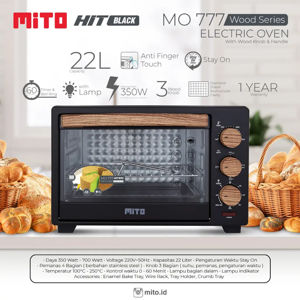 MITO MO777 Hit Oven Microwave Kapasitas 22 Liter 22L MO-777