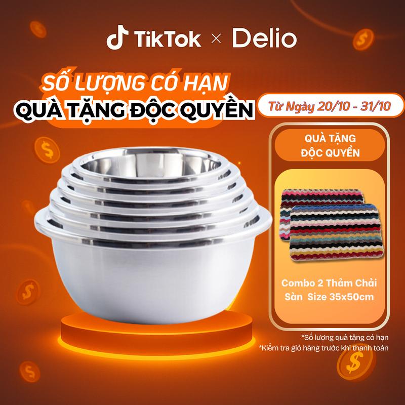    PL -COMBO 6 THAU SIZE 22-32CM   Thau chậu inox sâu lòng cao cấp Delio với chất liệu siêu dày bền đẹp và an toàn 
