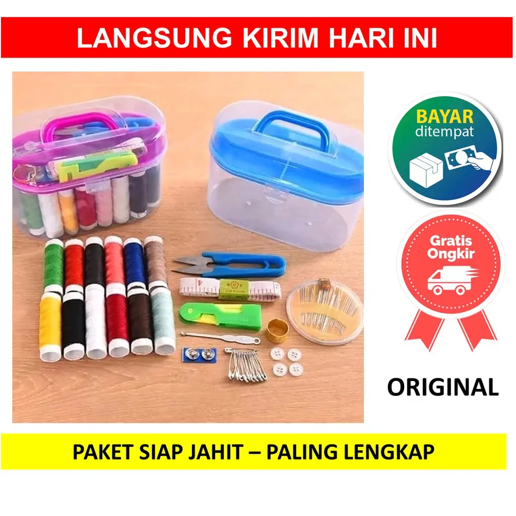 SET ALAT JAHIT KECIL SEWING KIT BOX,PERLENGKAPAN MENJAHIT Jarum Kancing Peralatan