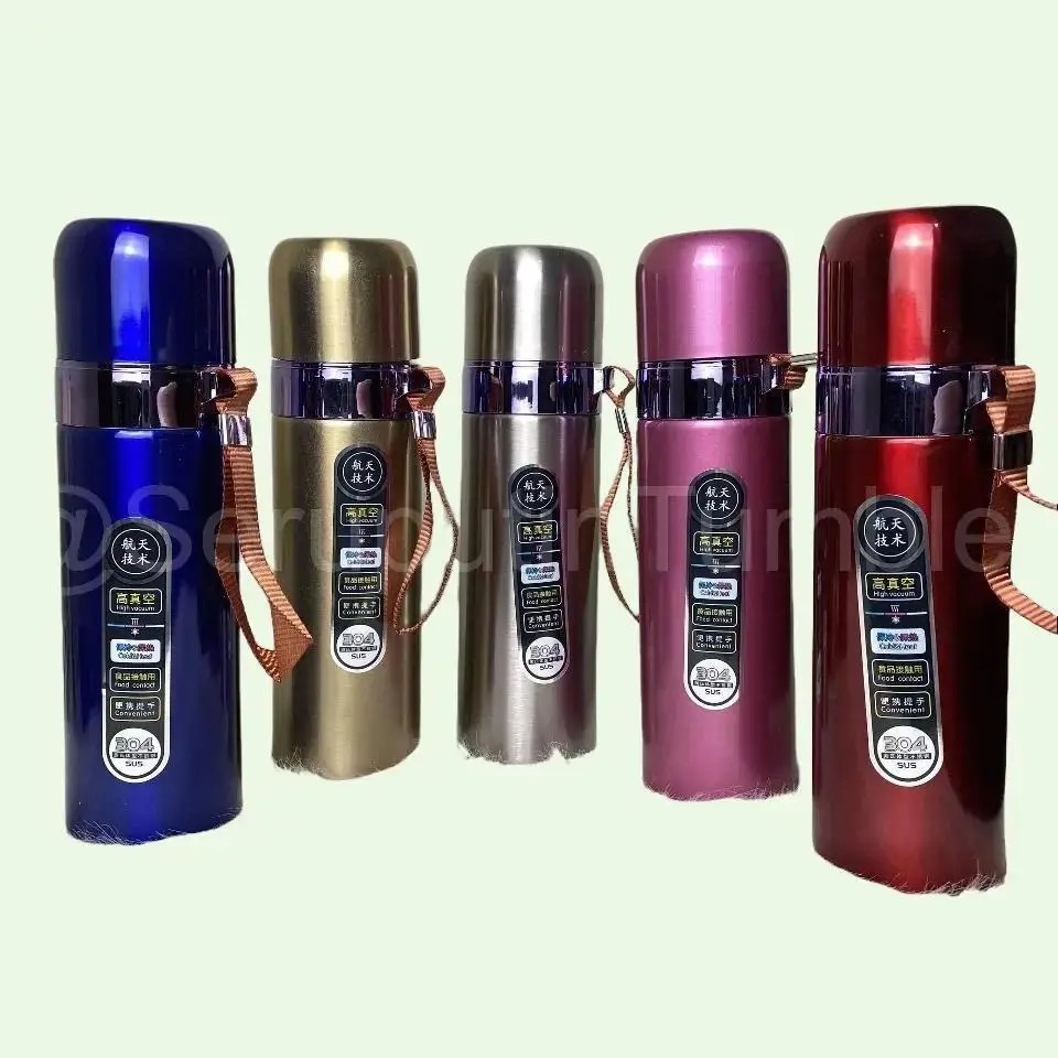 Tumbler Termos Stainless Steel 500ML | Botol Minum Anti Bocor Panas Dingin Food Grade Kapasitas 500ML Material Stainless Steel 304 Food Grade Desain Elegan dengan Strap Praktis untuk Dibawa ke Mana Saja