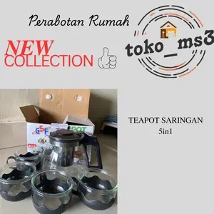 TEAPOT SARINGAN HITAM SET/ 5in1/ TEAPOT + GELAS