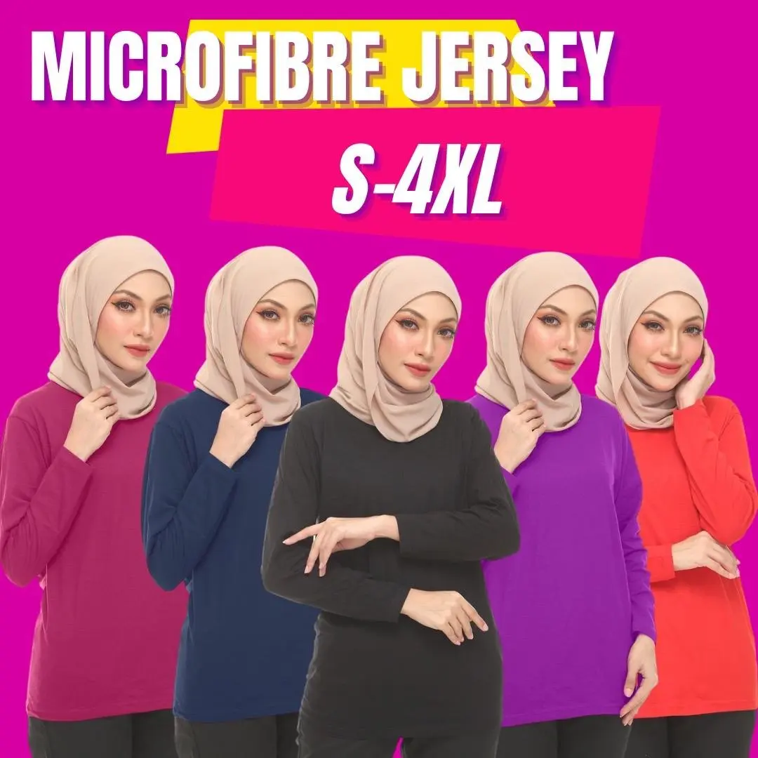 Women's Plain Long Sleeve Round Neck Microfibre Jersey T-shirt