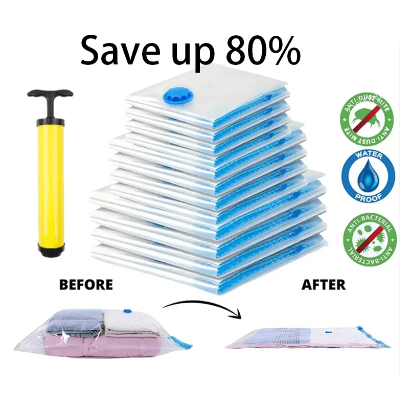 Vacuum Bag Travel Storage Resealable Vacuum Storage Bag Compression Bag Reusable Space Saving Seal Bags Beg Vakum