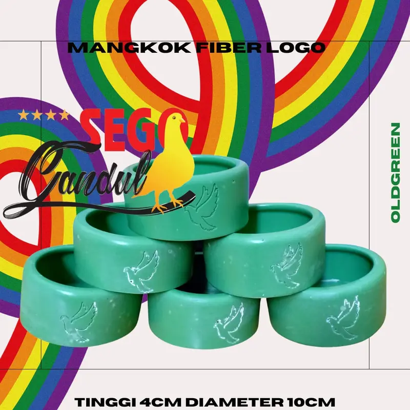 Mangkok Mangkuk Fiber Logo Old Green (Hijau Tua) Merpati Puter Pelung Tempat Makan Minum 0