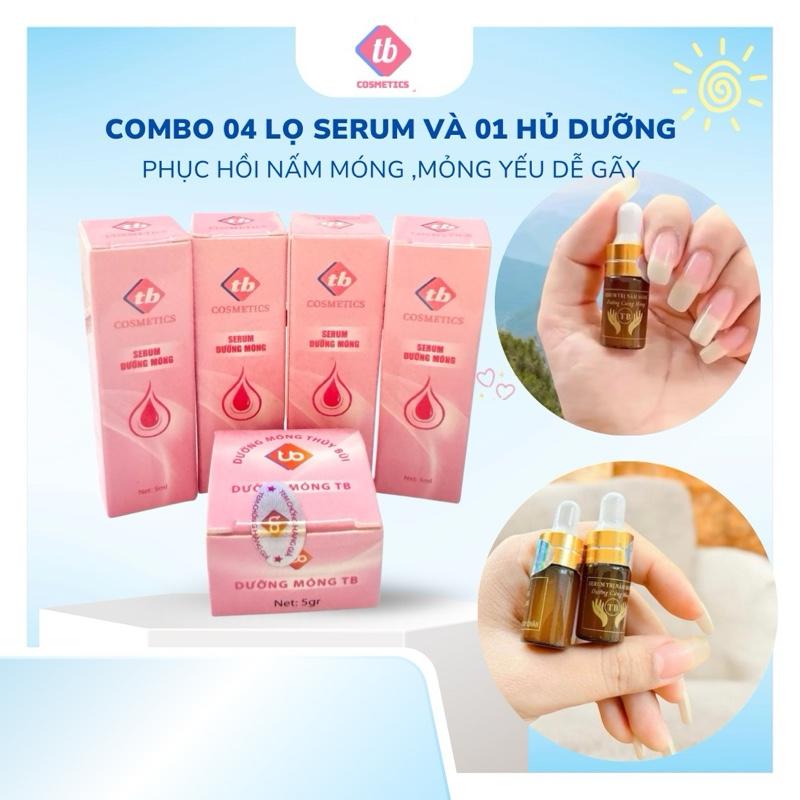   TB-Cosmetics  Combo 04 Lọ Serum & 01 Hũ Dưỡng Móng Giảm Tình Trạng Nấm Bọng Sưng Viêm Khoé Móng Tay,Nước ăn do tiếp xúc nước thường xuyên ,làm Nails nhiều. 