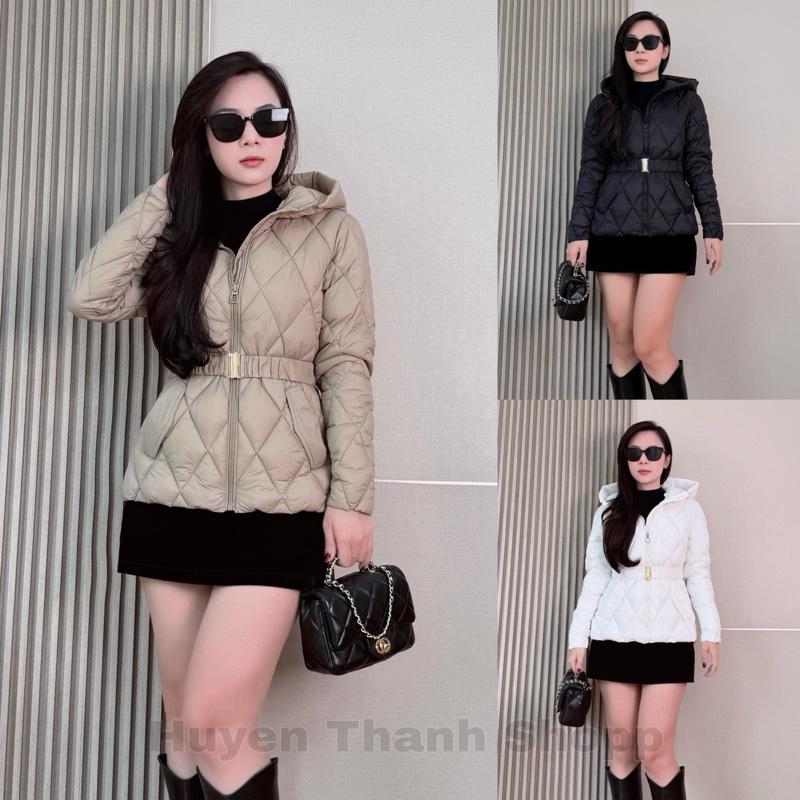  M3- Áo phao trần trám to dáng dài cao cấp đai eo gọn dáng dành cho nữ mùa đông 