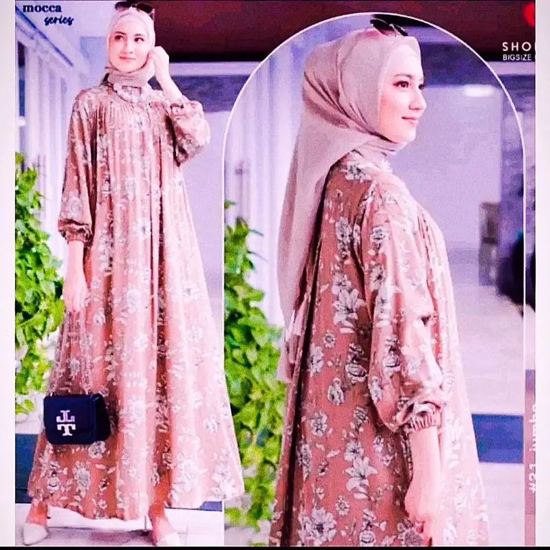GAMIS SILANG BELAKANG JUMBO BAHAN CRINGKEL ALEVA MOTIF SAKURA FULL KANCING SAMPAI BAWA FREE BROSS MUSLIM WANITA GAUN PESTA KONDANGAN MEWAH DRES SALUR Karet Maxi Syari 6
