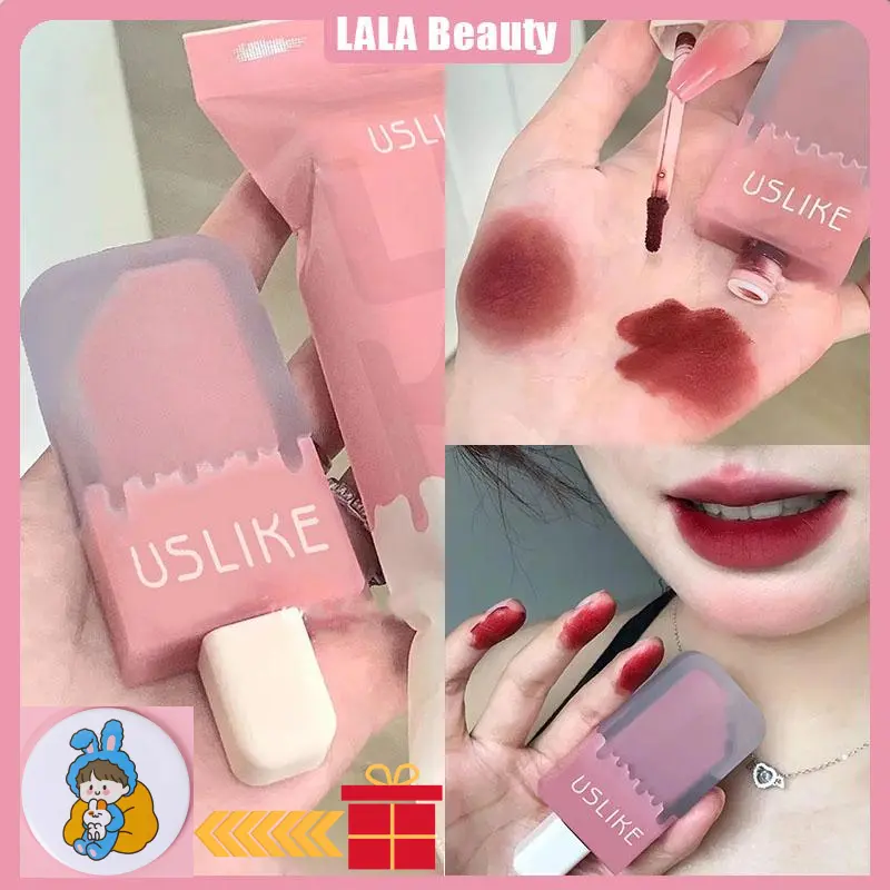 Son Kem Lì Dạng Kem, USLIKE, 8 Màu, Nhung Cảm Biến Sương Mù, Ưa Nhìn, Lâu Trôi, Bùn Môi, Chống Dán Cốc, [Thanh Toán Khi Nhận Hàng]