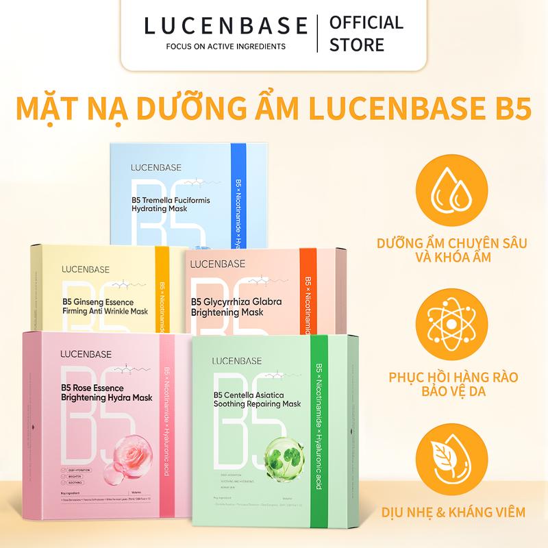 Mặt Nạ Dưỡng Ẩm LUCENBASE B5 Niacinamide Centella Asiatica Thành Phần Sửa Chữa Da Nghỉ Ngơi Làm Sáng 25ml Mỗi Miếng