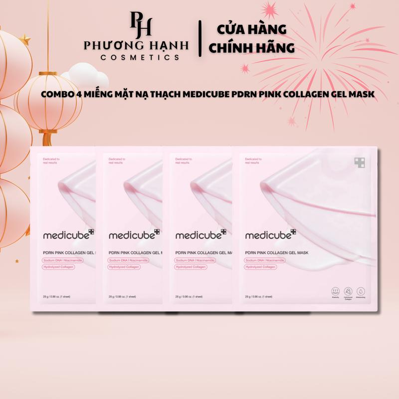 COMBO 4 Miếng Mặt Nạ Thạch Collagen Medicube PDRN Pink Collagen Gel Mask 28g Dưỡng Sáng, Căng Bóng Da Hàn Quốc
