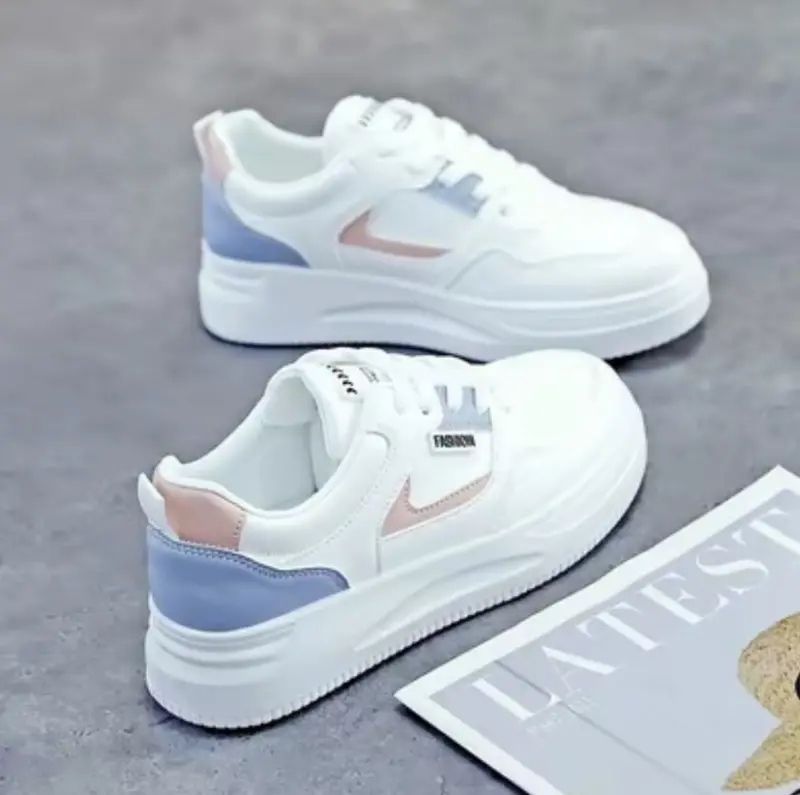 Giày Bệt Nữ Màu Trắng, Thời Trang Hàn Quốc, Giày Thể Thao Cao Su Thường Ngày Cho Nữ Sneaker Shoes 5