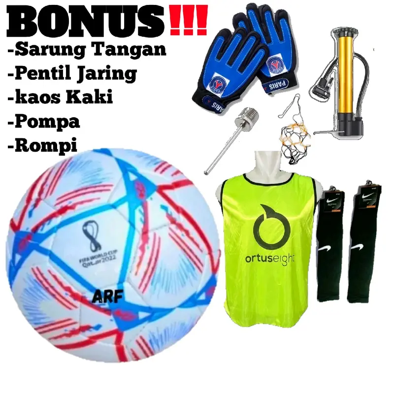 Bola Sepak Berkualitas Super untuk Anak-Anak Size 5 dengan Bonus Sarung, Jaring, dan Pompa - Outdoor 6