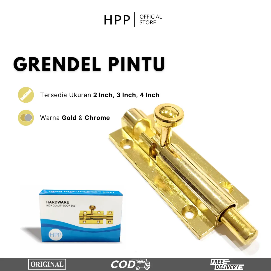 HPP Grendel / Selot Pintu Jendela Rumah 2 Inch - 4 Inch Chrome & Gold