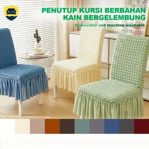 Dining Room Chair Slipcovers 1-Piece Stretch  Dorm Chair Cover Non Slip Washable Furniture Protector with Skirt Country Style for Hotel Ceremony Party