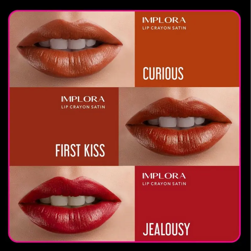 Implora Lip Crayon Satin 3,5 gr | Lipstik Ringan | Gloss Satin Finish 3