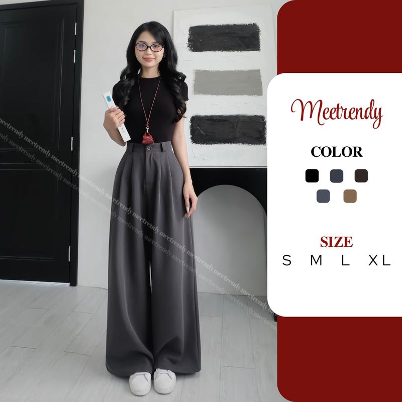 Quần ỐNG TO (33cm - 34cm) suông dài ống rộng nữ chất vải mát MeeTrendy