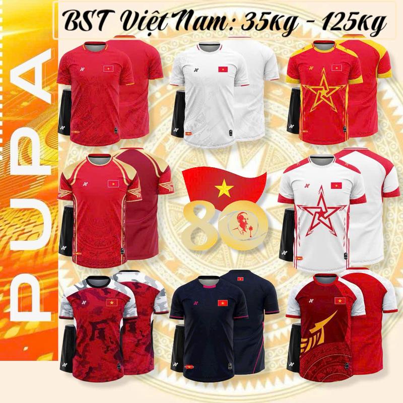[SIZE 35kg-125kg] PUPA SPORT Top Mẫu Đồ Đá Banh, Quần Áo Bóng Đá Mới Chào Mừng Quốc Khánh 2/9, Bst Việt  Nam Trong Tim, Vải Thun Mè Lục Giác Cho Nam Nữ, Có In Tên Số, Bộ Thể Thao Đội Tuyển