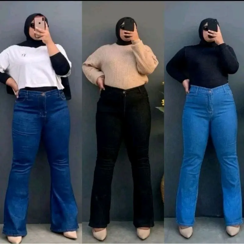 size 27-42 hw cutbray celana panjang wanita kekinian Quality premium highwaist cutbray Jeans tebal dan melar Hitam, abu, biru flare pants cut bray ootd korea pas high waist 0