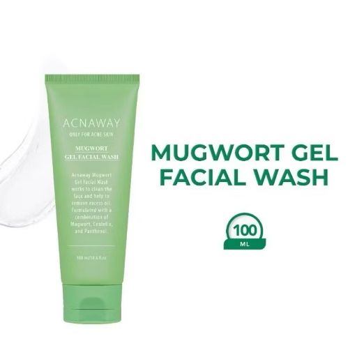ACNAWAY Mugwort Gel Facial Wash 100 mL - Sabun Muka untuk Kulit Berjerawat dengan Ekstrak Mugwort, Estetica, dan Pentadecanoic