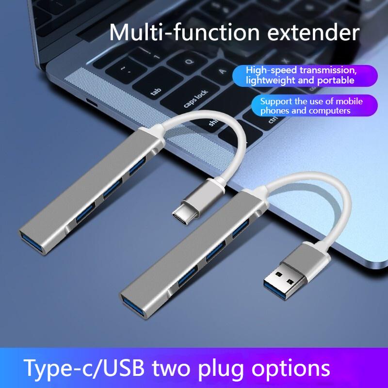  Bộ mở rộng Type-C đa cổng bên ngoài máy tính xách tay một kéo bốn giao diện USB hub giao diện USB 3.0 với cáp Thích hợp cho chuột và bàn phím Giao diện máy tính là sự lựa chọn đầu tiên không đủ 