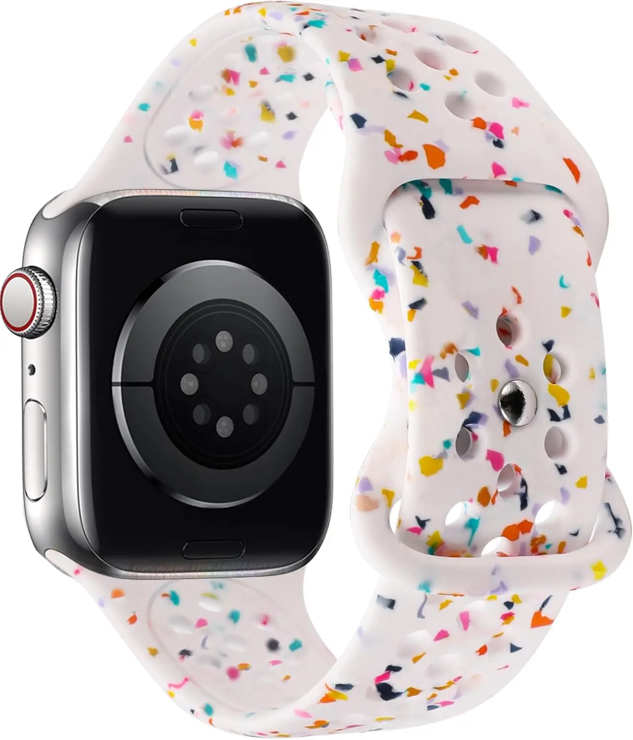 Colored perforated silicone transparent strap suitable for Apple iWatch S9 8 7 6 5 4 3 4 2 waterproof and breathable 38mm 40mm 41mm 42mm 44mm 45mm 49mm Accessories Luxury