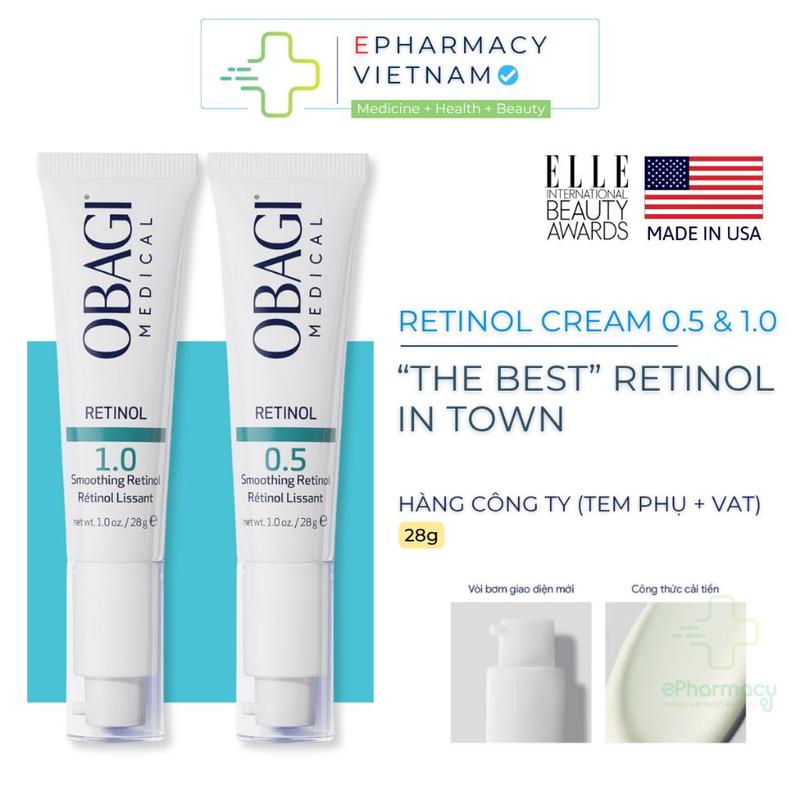 Kem Dưỡng OBAGI Retinol 0.5 & Retinol 1.0 Hỗ Trợ Giảm Nếp Nhăn Giúp Phục Hồi Làn Da Khoẻ Đẹp 28g
