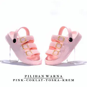 Sandal Anak Perempuan Kekinian 3 Strip Bahan Karet Lentur Sendal Fuji Anak Baim Jelly Cewe Terbaru