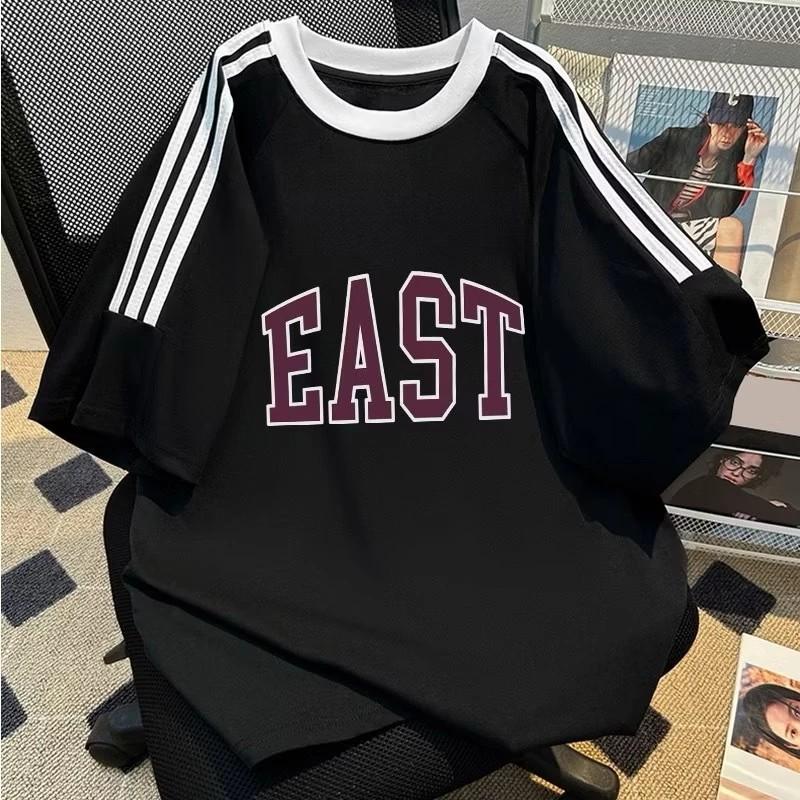 JOY FASHION Kaos Lengan Pendek Unisex Garis Tiga Motif Basic East Style - Bahan 100% Cotton Adem & Nyaman Dipakai! 0
