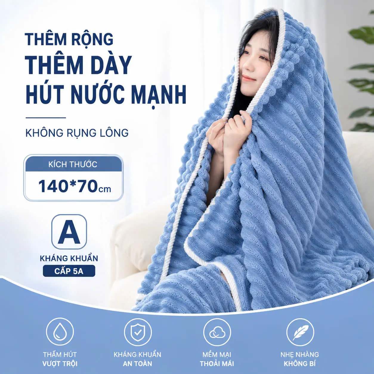 Khăn Tắm Nhung San Hô Mềm Mịn Cao Cấp 140x70cm Siêu Thấm Hút Khô Nhanh An Toàn Cho Da Phù Hợp Gia Đình Spa Khách Sạn A0